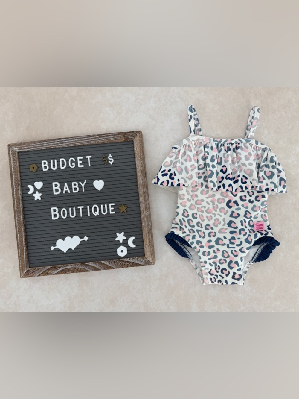 Ruffle Butts Pink, Navy & Light Gray Leopard One-Piece Swimsuit